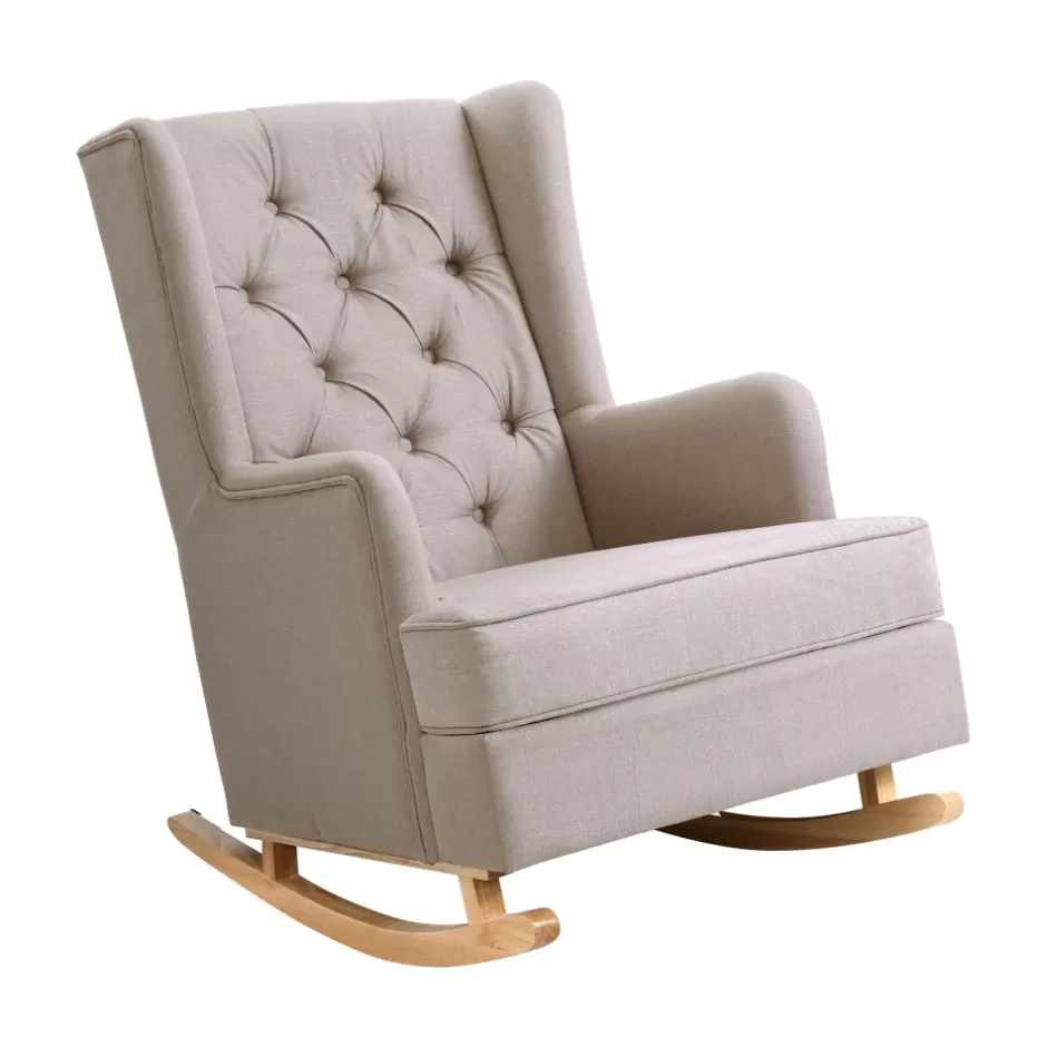 Cheap Baby Direct Artiss Rocking Armchair Feedining Chair Fabric Armchairs Lounge Recliner Beige