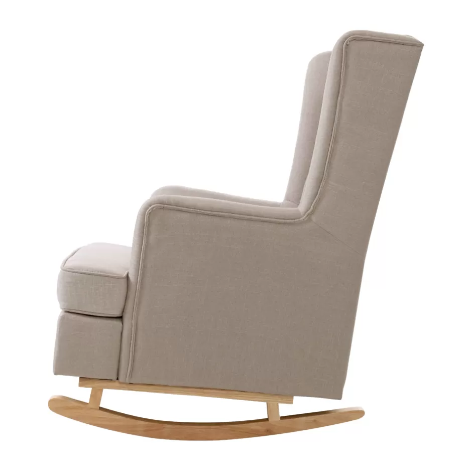 Cheap Baby Direct Artiss Rocking Armchair Feedining Chair Fabric Armchairs Lounge Recliner Beige