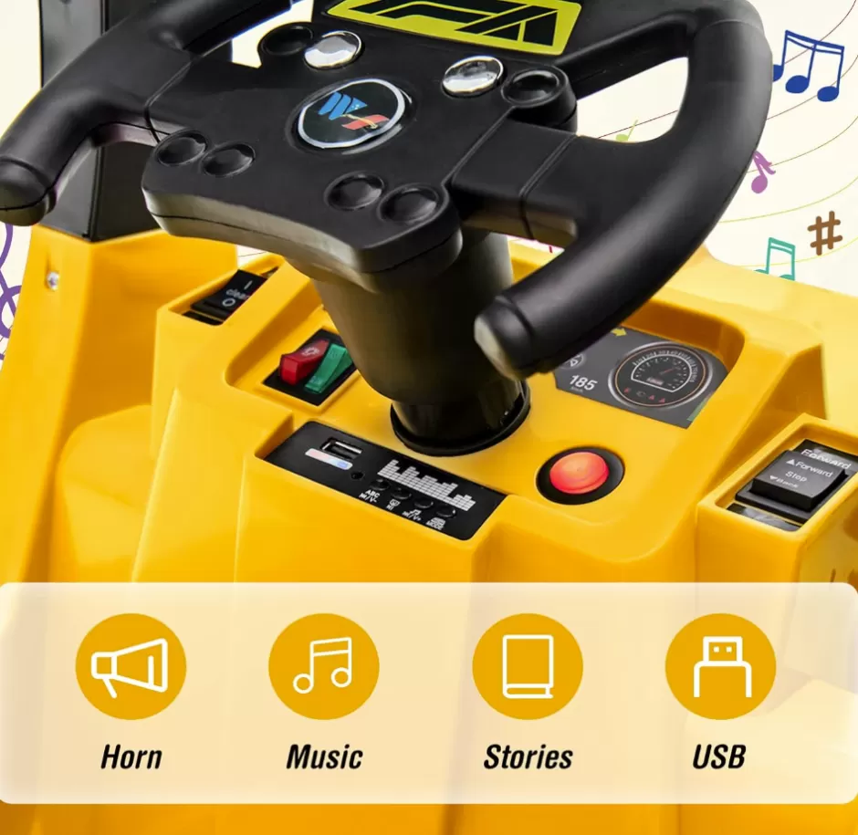 Best Baby Direct  Kids Electric Ride-On Car, 12V Street Sweeper Truck w/2 Rotating Brushes & 2 Removable Rubbish Bins