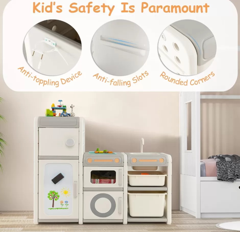 Clearance Baby Direct  Kids Toy Storage Organiser, Toy Chest and Bookshelf w/Magnetic Whiteboard