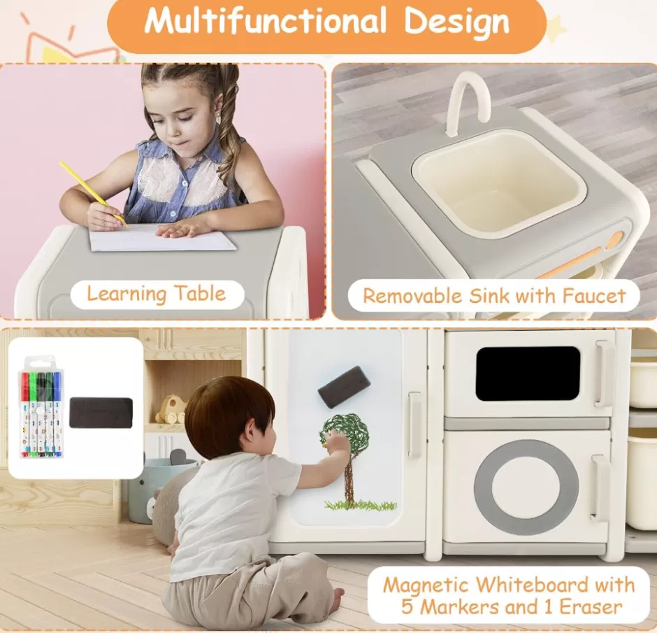 Clearance Baby Direct  Kids Toy Storage Organiser, Toy Chest and Bookshelf w/Magnetic Whiteboard