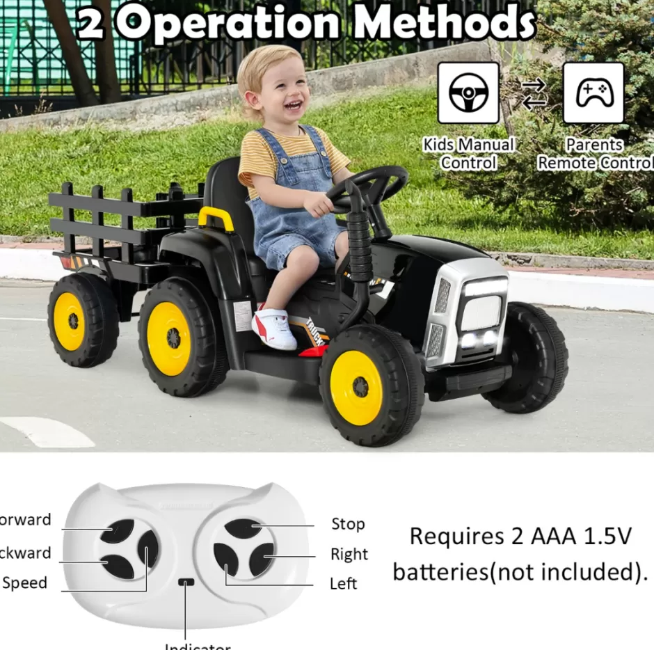 Cheap Baby Direct 12V Ride On Tractor with Trailer and Remote Control for Kids