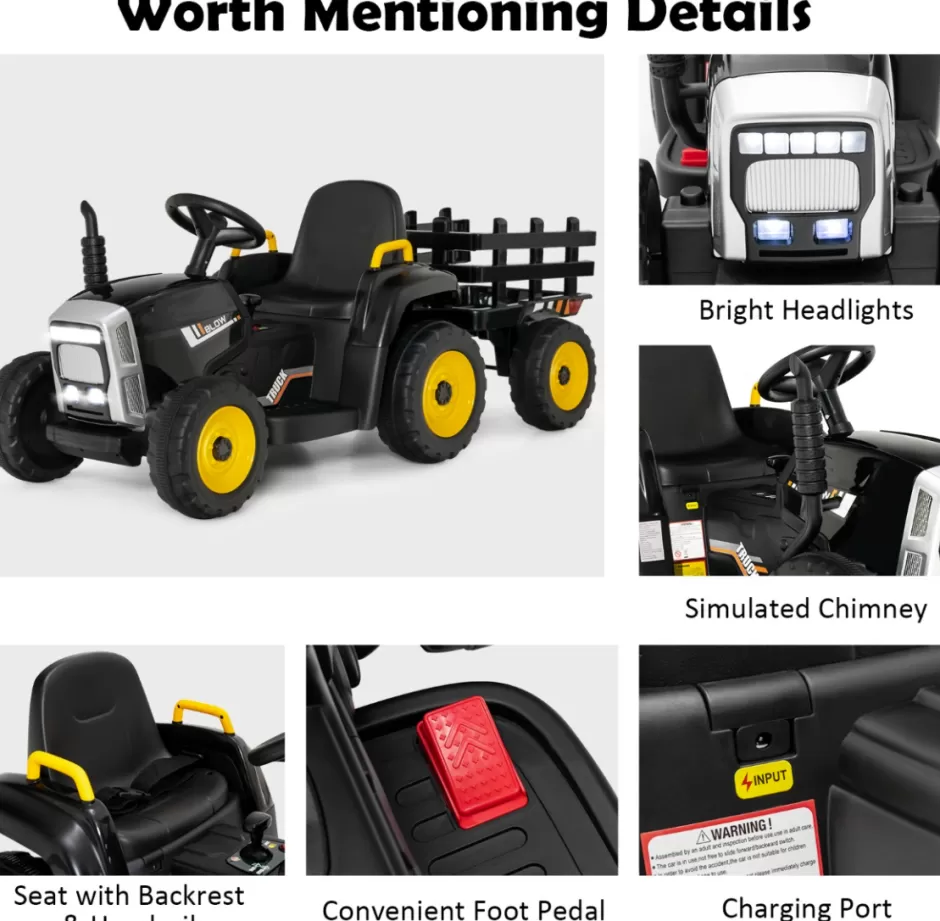 Cheap Baby Direct 12V Ride On Tractor with Trailer and Remote Control for Kids