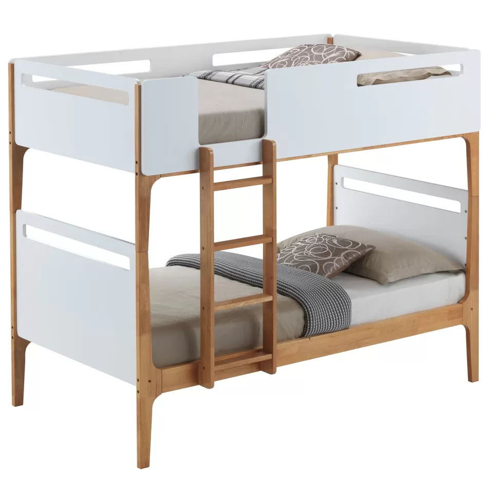 Cheap Baby Direct Baby Rose Single Bunk Bed Frame Solid Rubber Timber Wood Loft Furniture - White