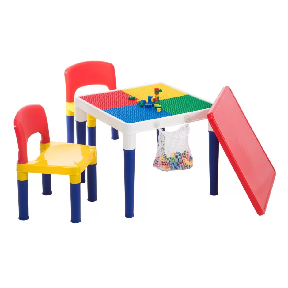 Outlet Baby Direct Children's 2-in-1 Building Blocks Table & Chairs Set w/ 100 Blocks