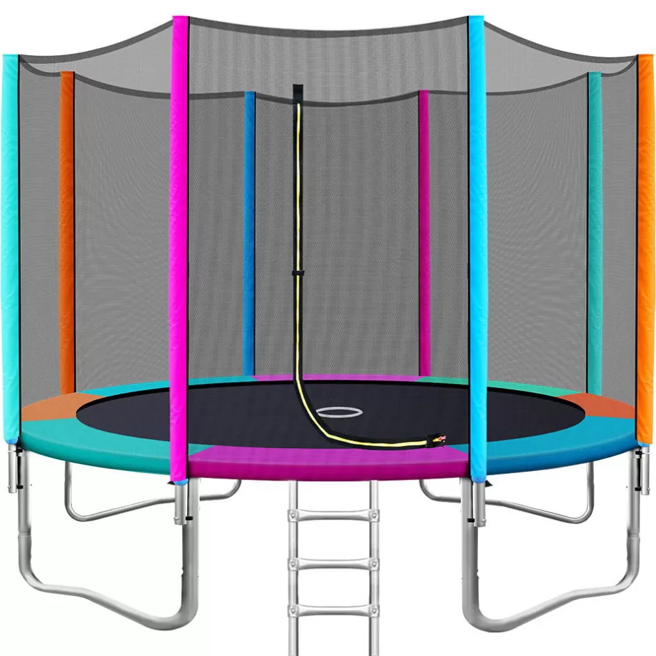 Best Baby Direct 12FT Trampoline Round Trampolines Kids Safety Net Enclosure Pad Outdoor Gift Multi-coloured