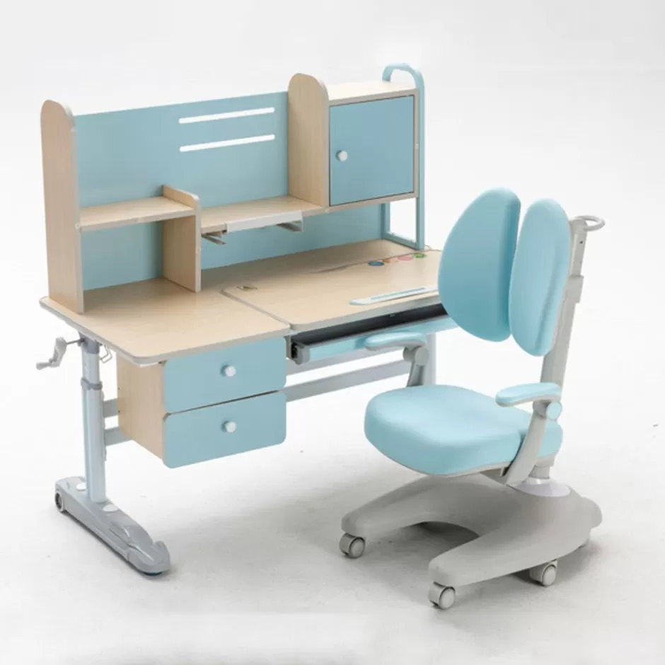Online Baby Direct Height Adjustable Children Kids Ergonomic Study Desk Chair Set 120cm Blue AU