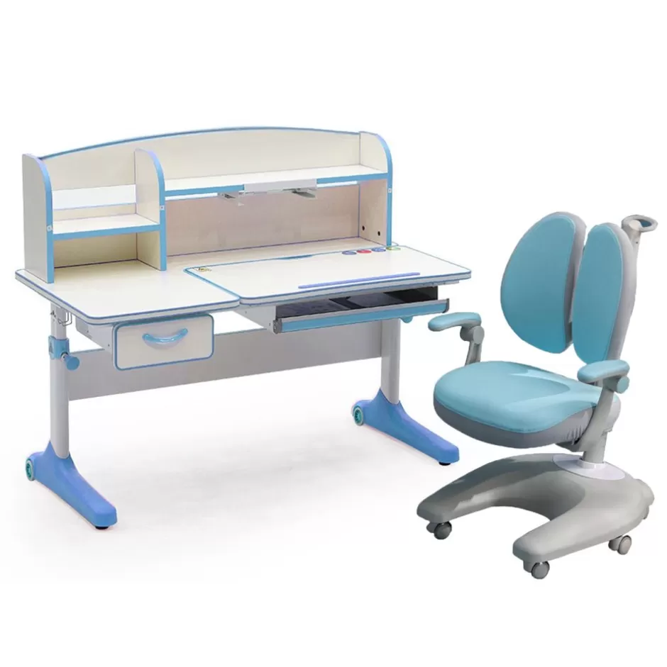 Hot Baby Direct Height Adjustable Children Kids Ergonomic Study Desk Chair Set 120cm Blue AU