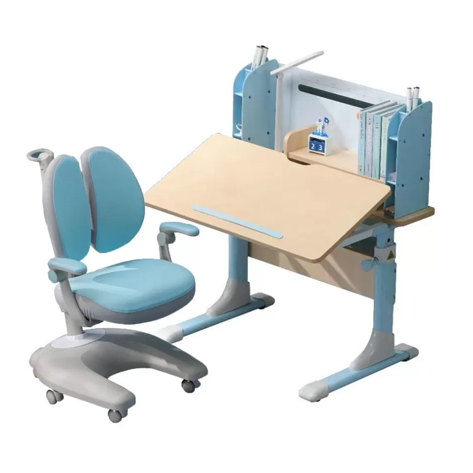 Fashion Baby Direct Height Adjustable Children Kids Ergonomic Study Desk Chair Set 80cm Blue AU