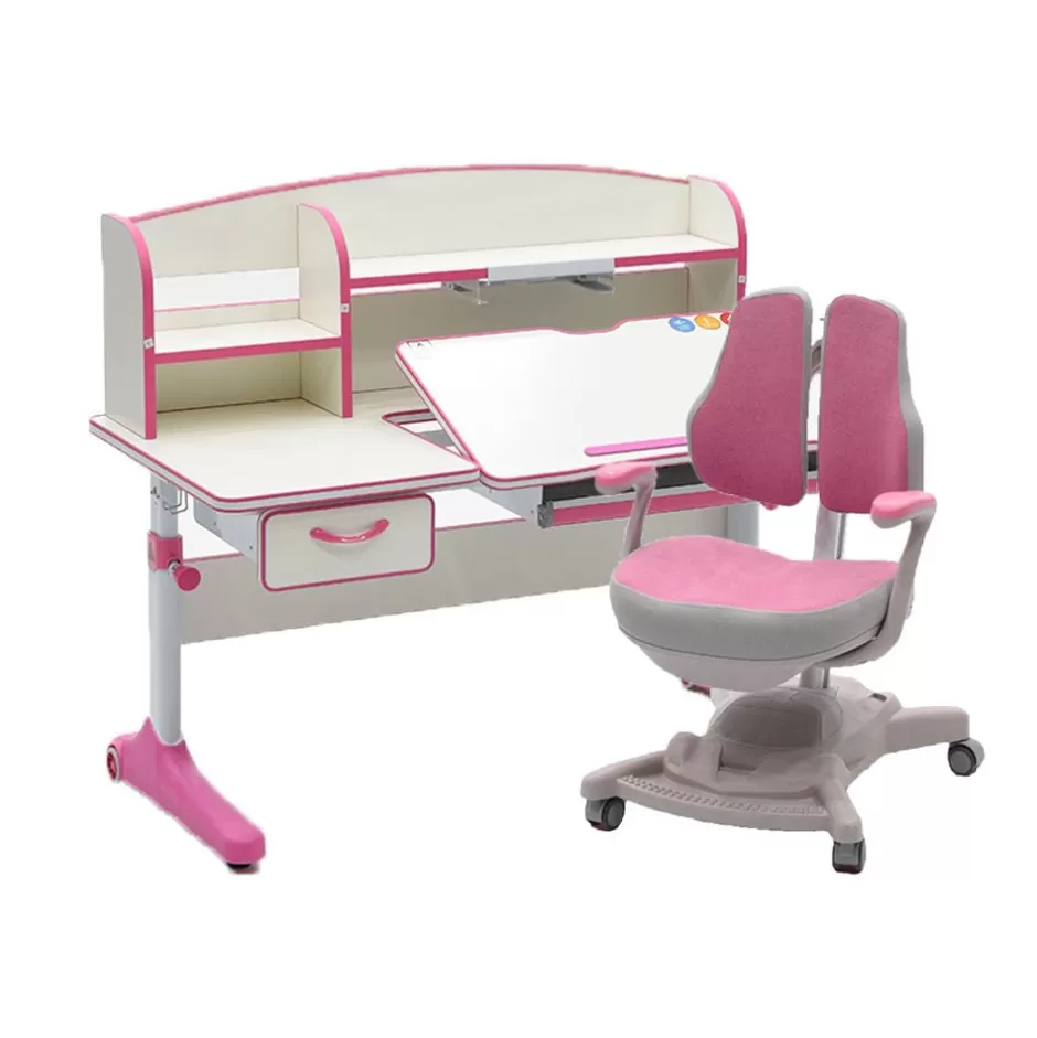 Fashion Baby Direct Height Adjustable Children Kids Ergonomic Study Desk Chair Set 120cm Pink AU