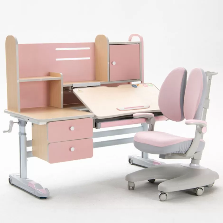 Discount Baby Direct Height Adjustable Children Kids Ergonomic Study Desk Chair Set 120cm Pink AU