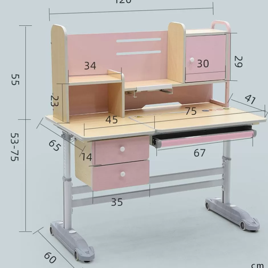 Outlet Baby Direct Height Adjustable Children Kids Ergonomic Study Desk Chair Set 120cm Pink AU