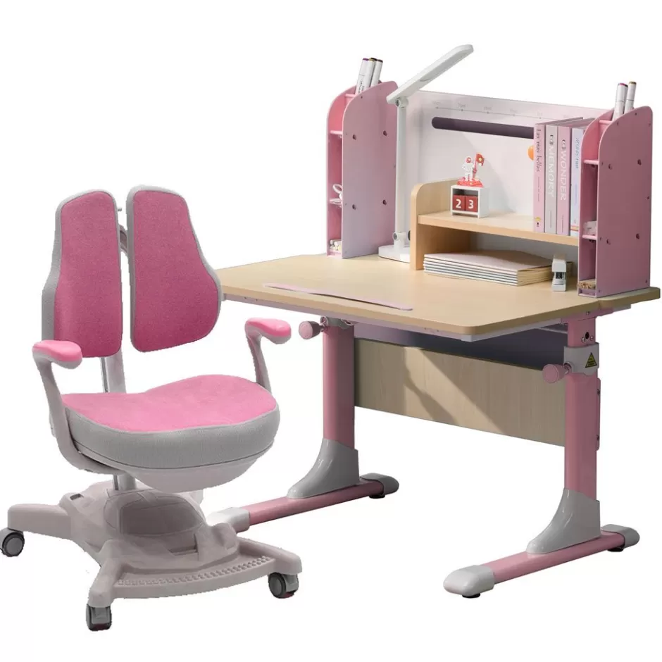 Best Baby Direct Height Adjustable Children Kids Ergonomic Study Desk Chair Set 80cm Pink AU
