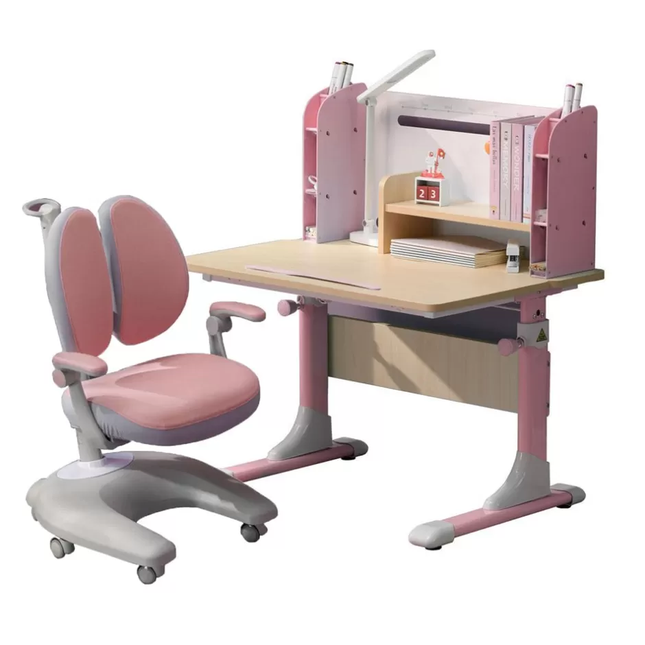 Best Baby Direct Height Adjustable Children Kids Ergonomic Study Desk Chair Set 80cm Pink AU