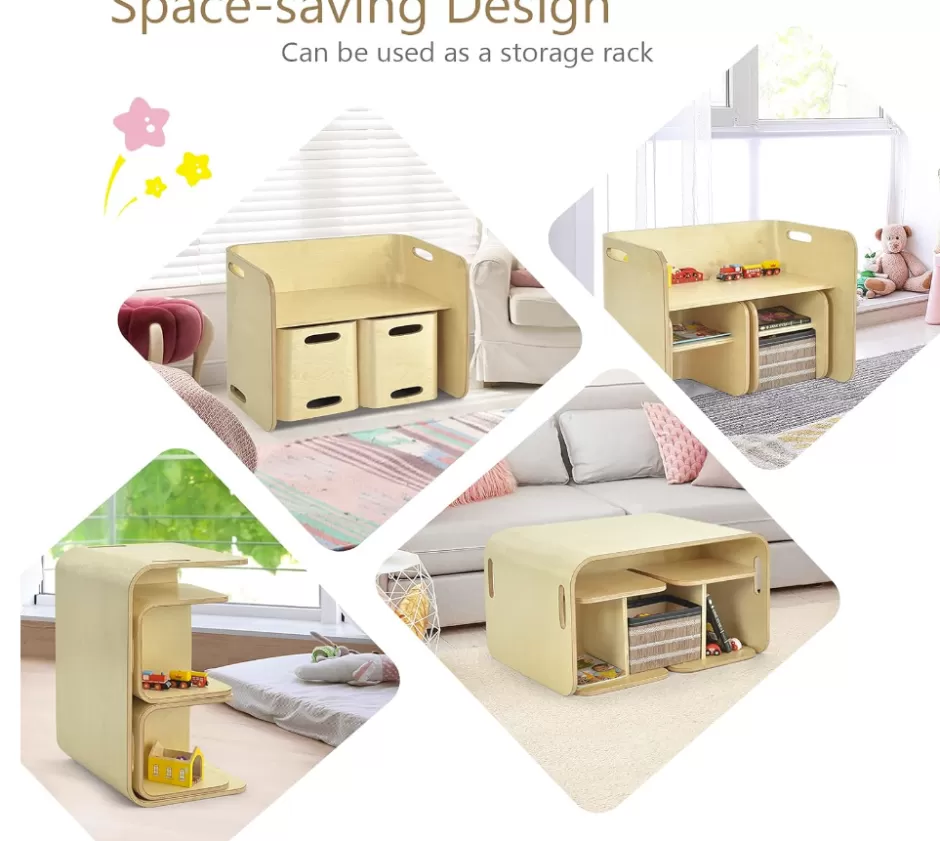 Cheap Baby Direct Keezi 3 PC Nordic Kids Table Chair Set Beige Desk Activity Compact Children