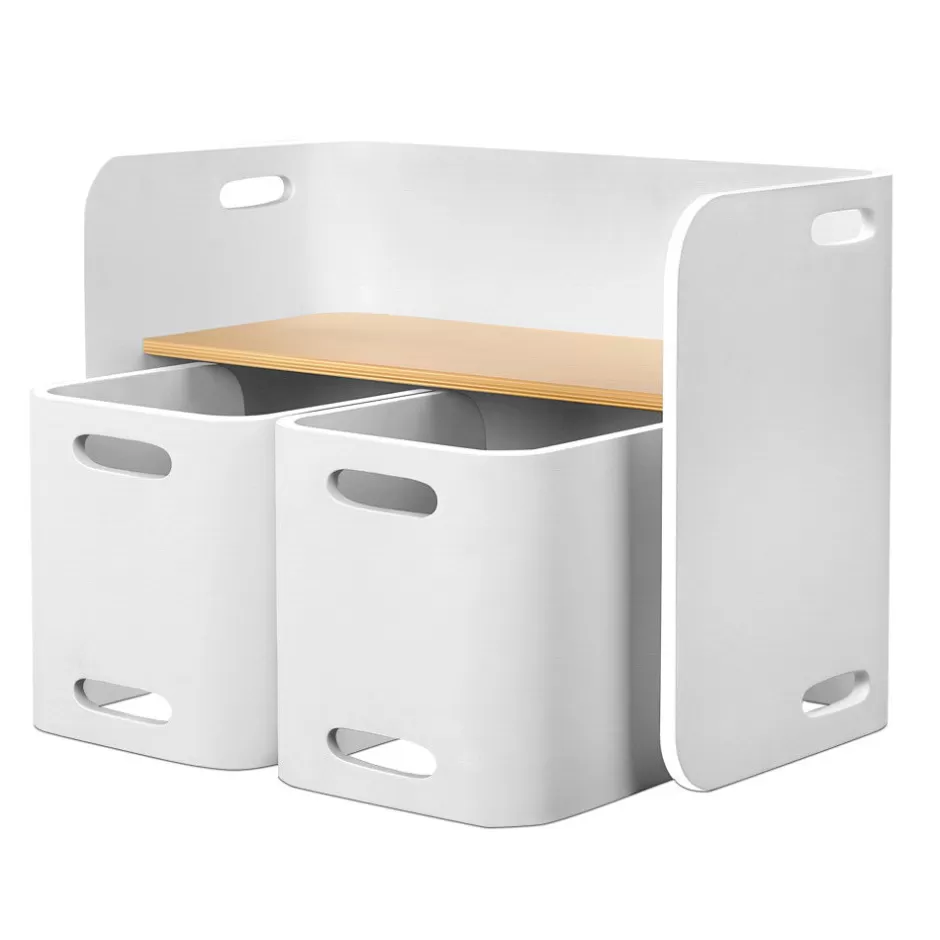 Discount Baby Direct Keezi 3 PC Nordic Kids Table Chair Set White Desk Activity Compact Children