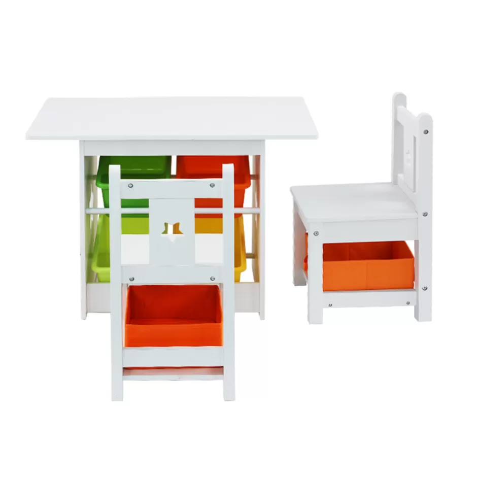 Cheap Baby Direct Keezi 3 PCS Kids Table and Chairs Set Children Furniture Play Toys Storage Box