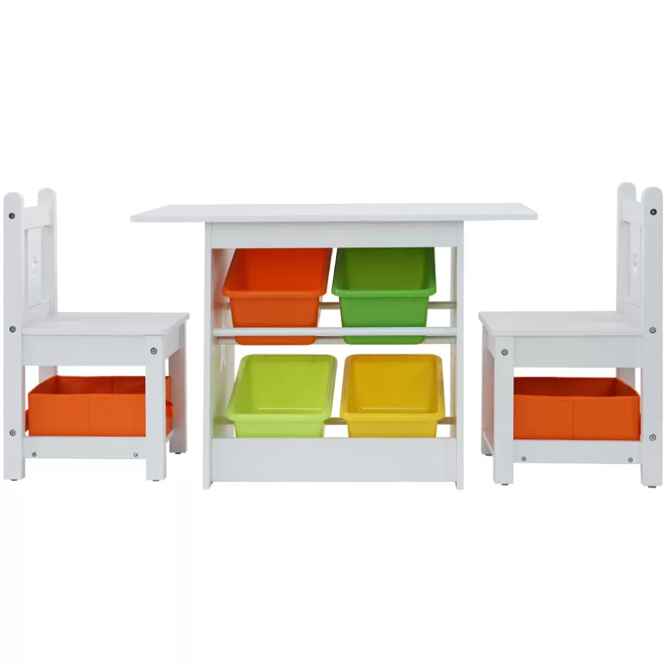 Cheap Baby Direct Keezi 3 PCS Kids Table and Chairs Set Children Furniture Play Toys Storage Box