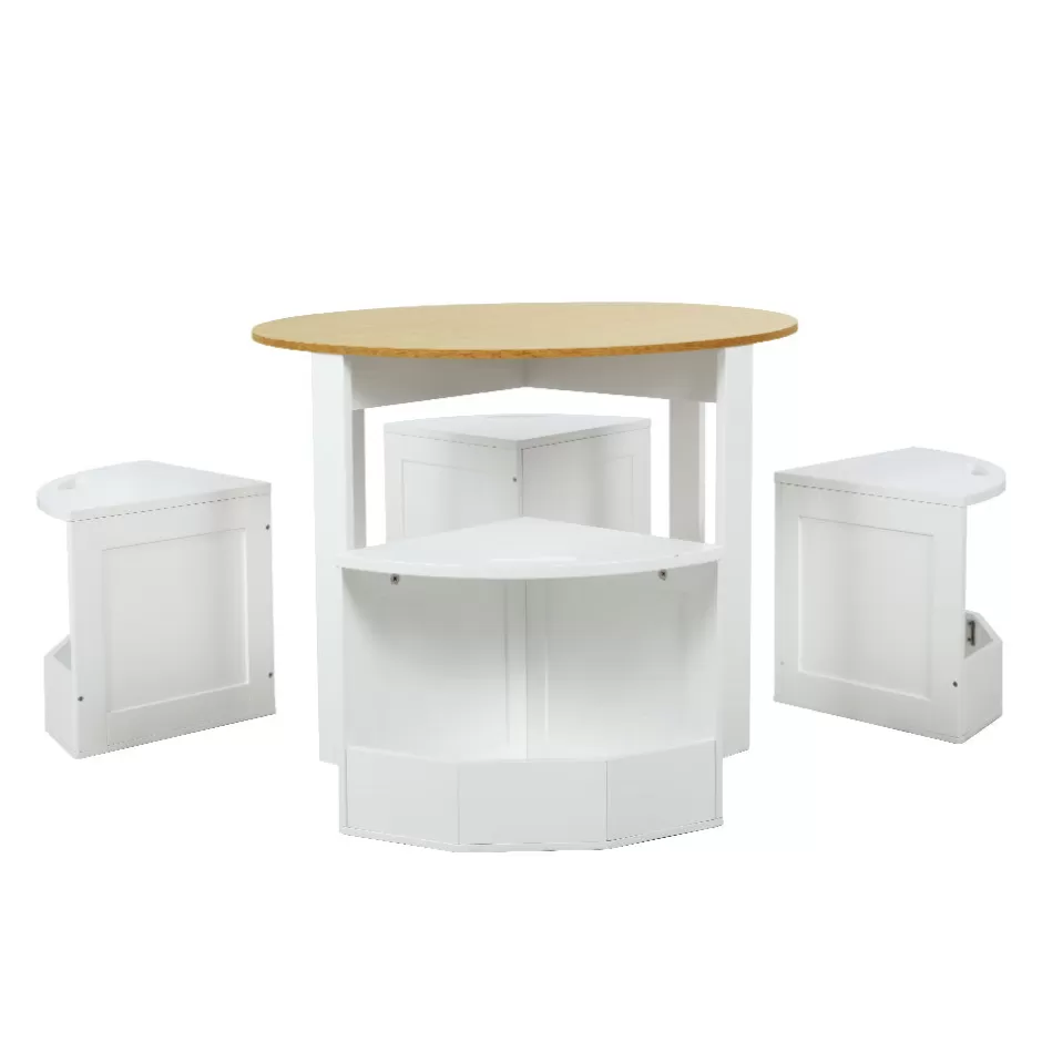 Cheap Baby Direct Keezi 5 PCS Kids Table and Chairs Set Storage Chair Wooden Play Study Desk Sets