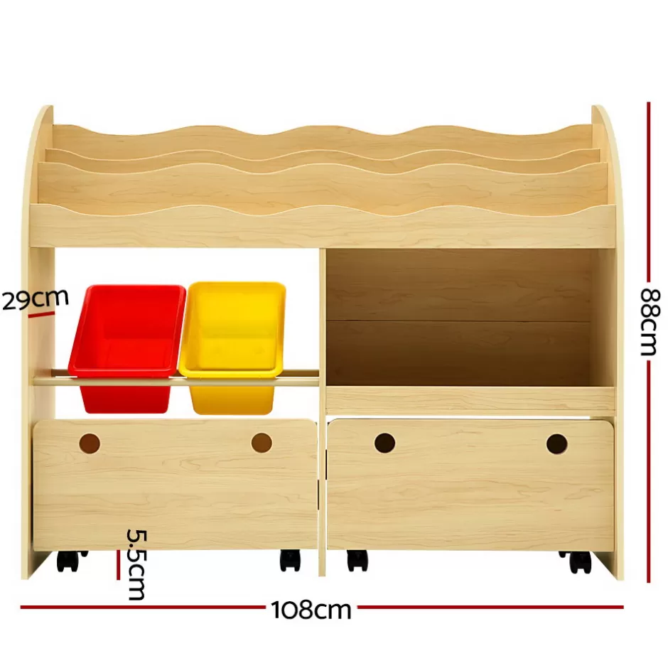 Online Baby Direct Keezi Kids Bookcase Children Bookshelf Toy Storage Box Organizer Display Rack