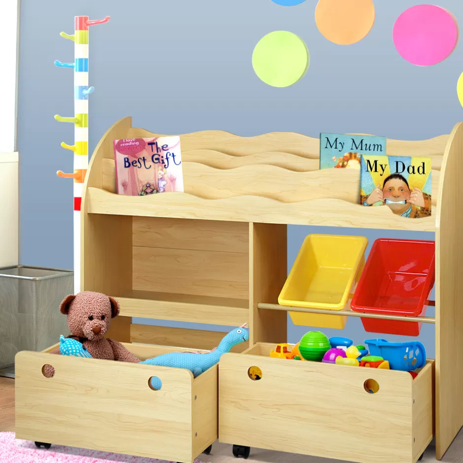 Fashion Baby Direct Keezi Kids Bookshelf Children Bookcase Toy Storage Box Organiser Display Rack