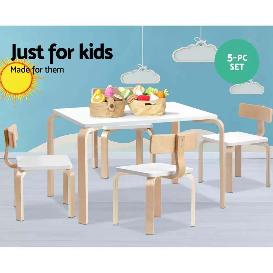 Cheap Baby Direct Keezi Nordic Kids Table Chair Set Desk 5PC Activity Dining Study Children Modern