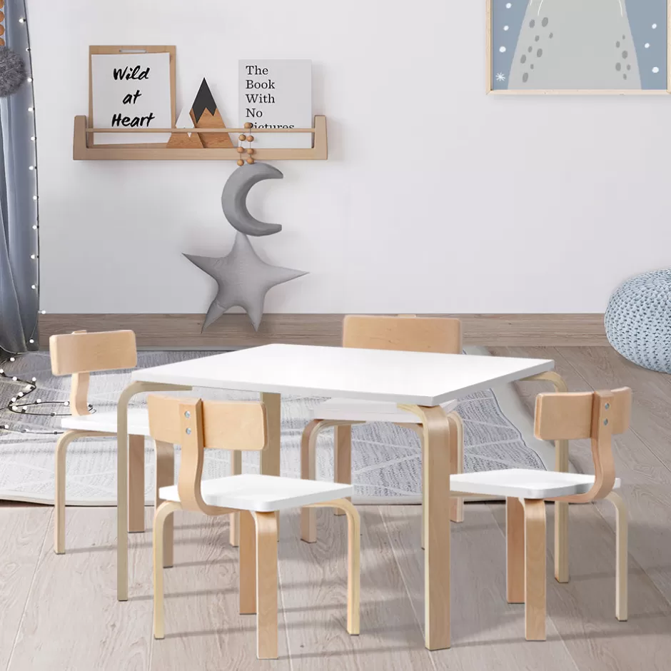 Cheap Baby Direct Keezi Nordic Kids Table Chair Set Desk 5PC Activity Dining Study Children Modern