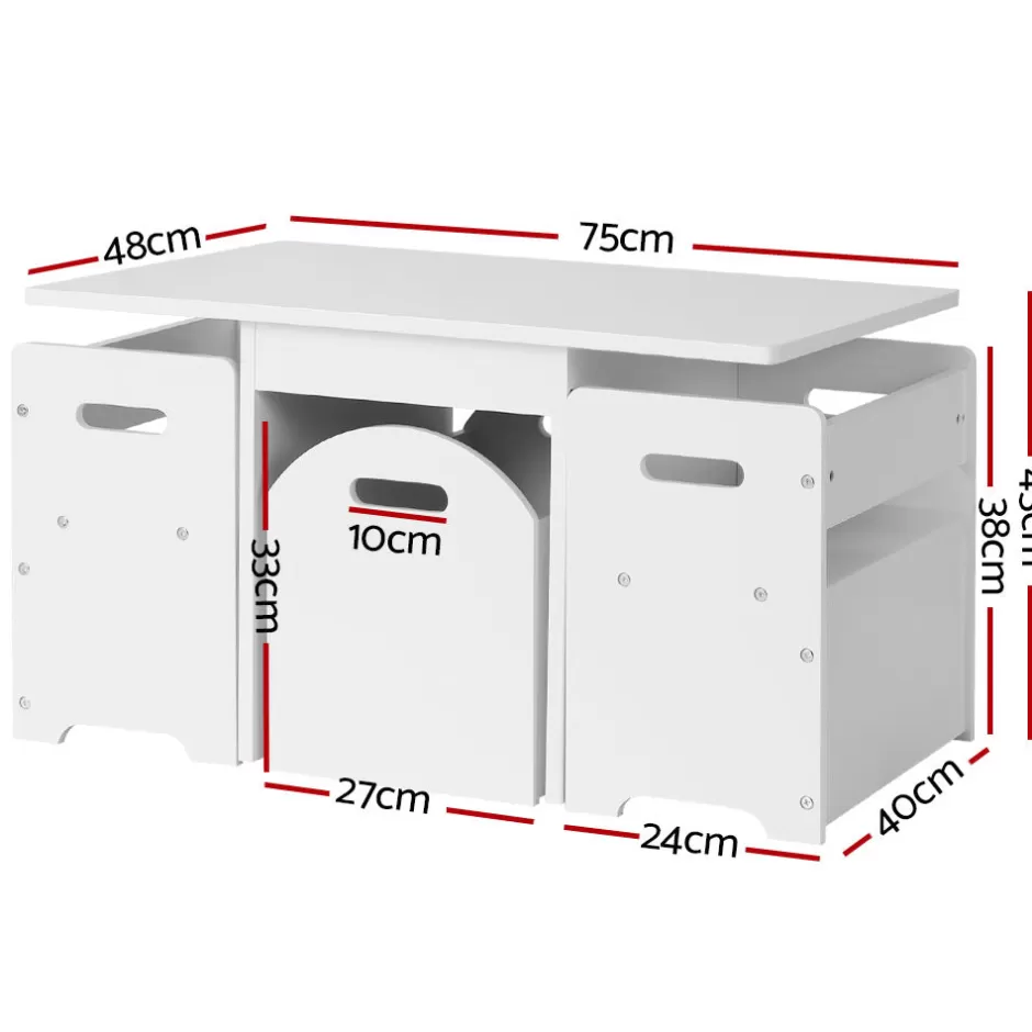 Outlet Baby Direct Keezi 3PCS Kids Table Chairs Hidden Storage Box Toy Activity Multi-function Desk