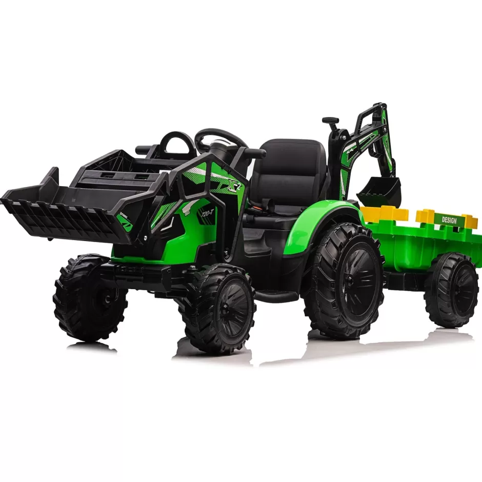 Outlet Baby Direct Kids Ride On Car 12V Tractor 2 In 1 With Trailer And Excavator