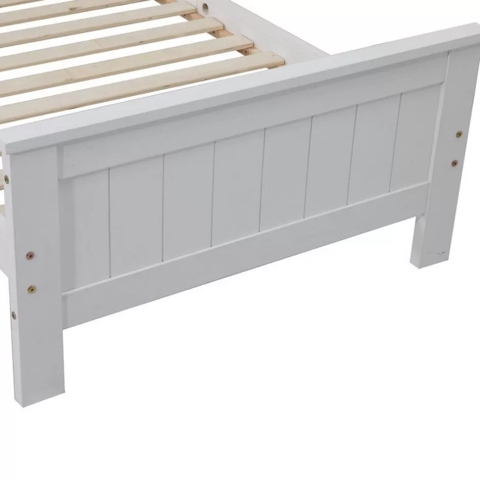 Discount Baby Direct King Single Solid Pine Timber Bed Frame with Bookshelf Storage Headboard- White