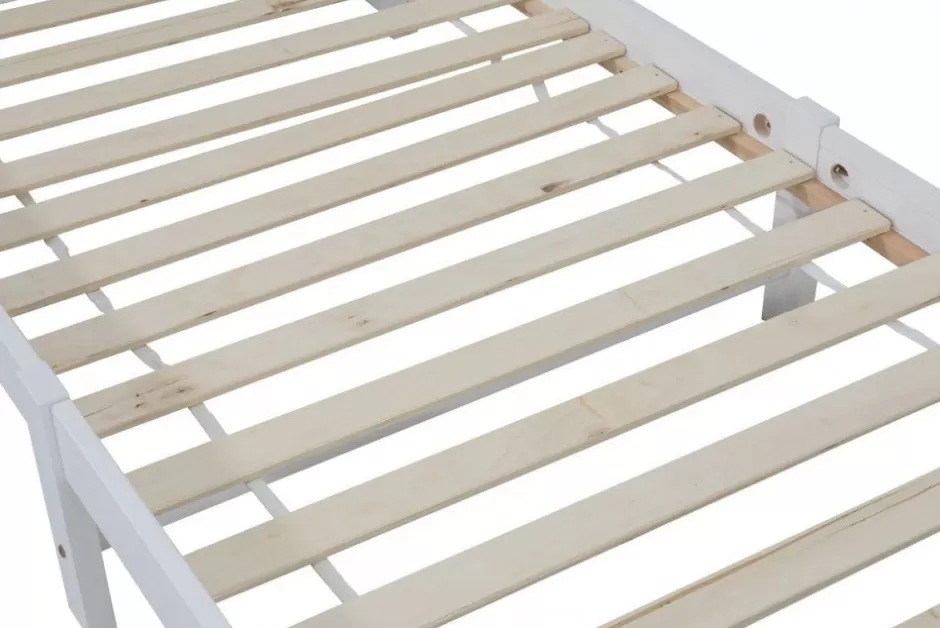 Discount Baby Direct King Single Solid Pine Timber Bed Frame with Bookshelf Storage Headboard- White