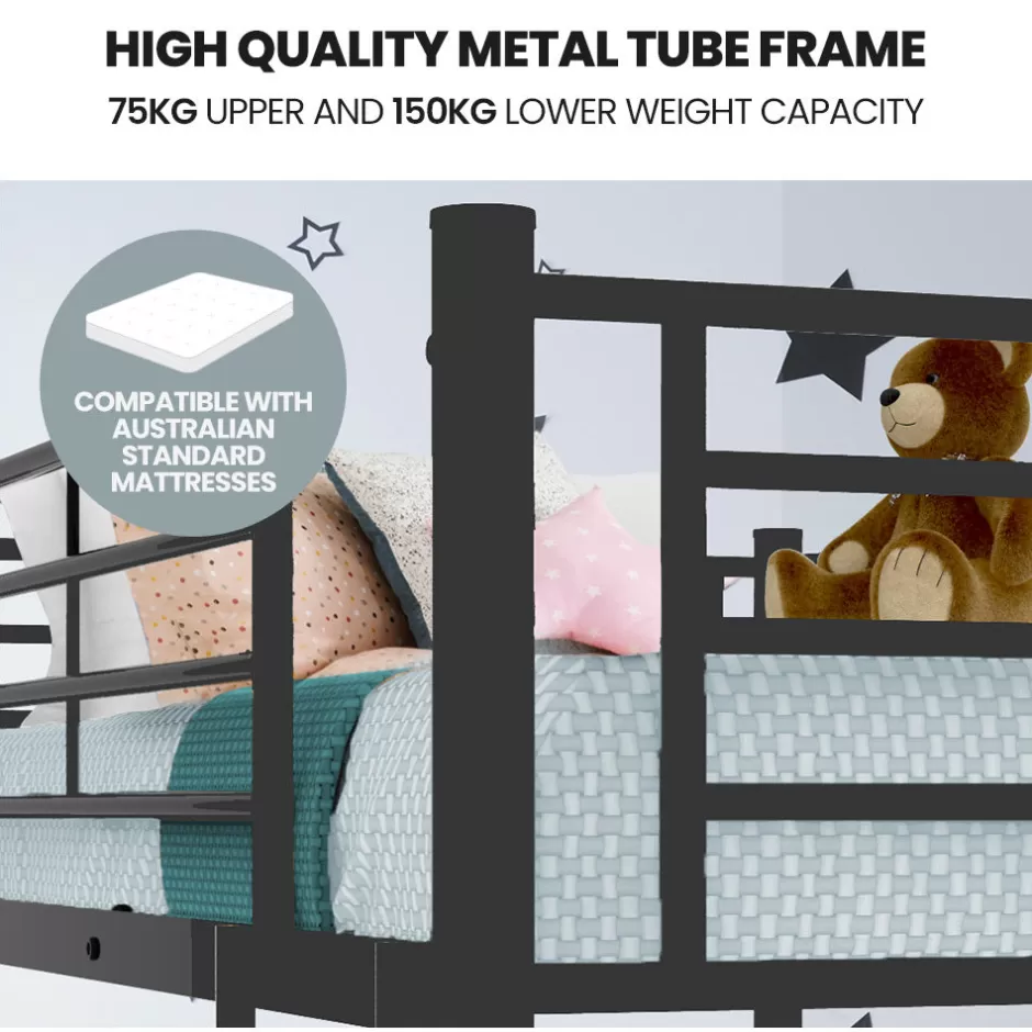 Shop Baby Direct Kingston Slumber Metal Single over Double Bunk Bed Frame, Dark Matte Grey