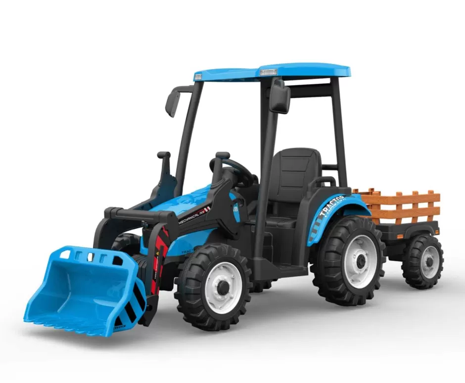 Best Baby Direct Little Riders 24V Kids Ride on Tractor with roof and trailer Farm Play Electric Ride on Car with Remote