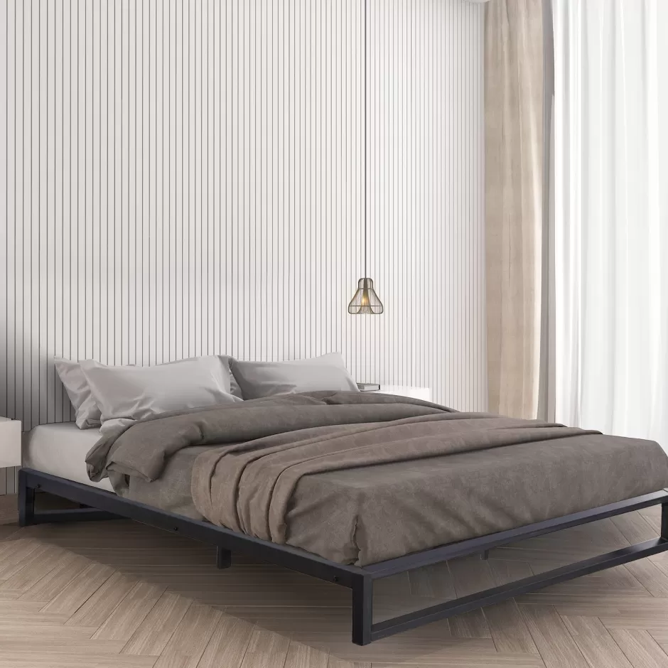 Cheap Baby Direct Milano Decor Florence Metal Bed Frame Mattress Base Platform Modern Black - King Single - Black