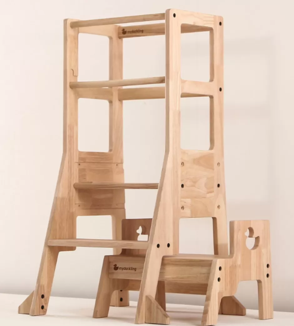 Discount Baby Direct My Duckling JALA Deluxe Solid Wood Adjustable Learning Tower - Duck Stool Handle