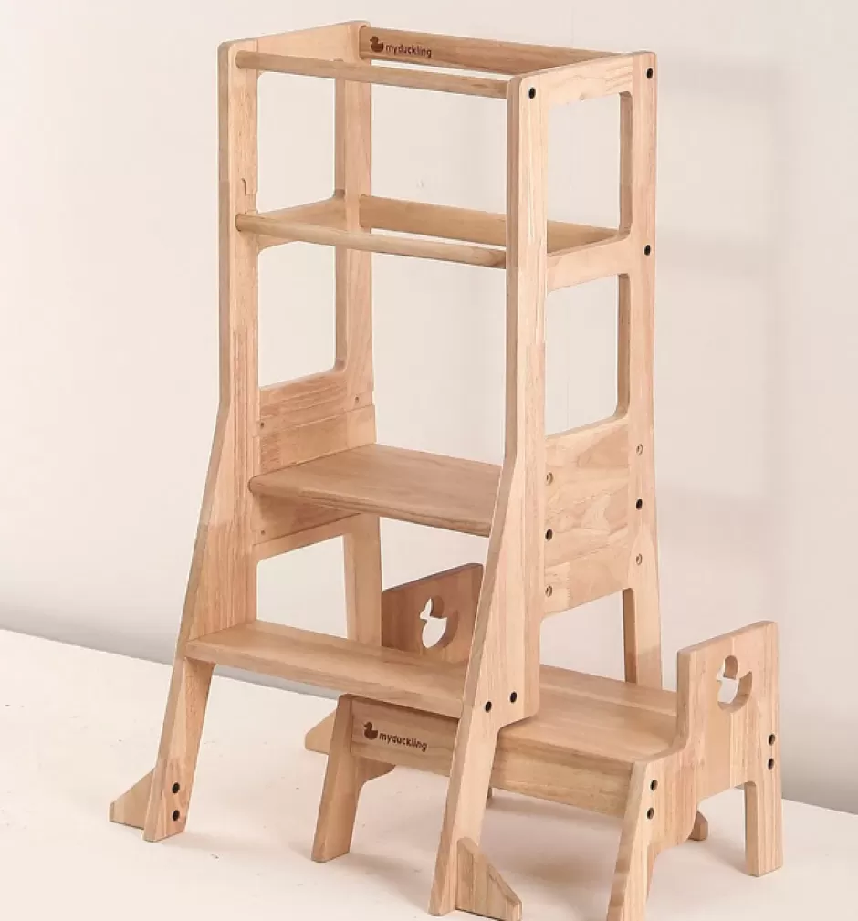 Discount Baby Direct My Duckling JALA Deluxe Solid Wood Adjustable Learning Tower - Duck Stool Handle