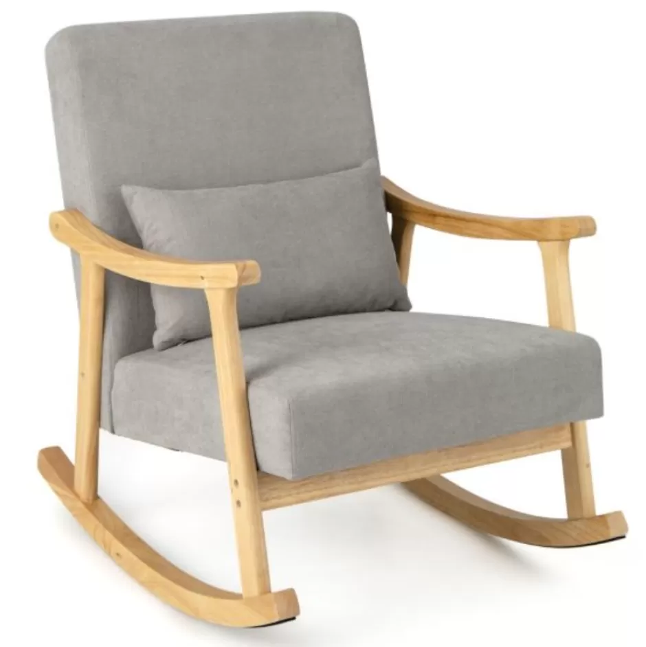 Cheap Baby Direct Nursery Rocking Accent Chair with Lumber Pillow and Padded Seat