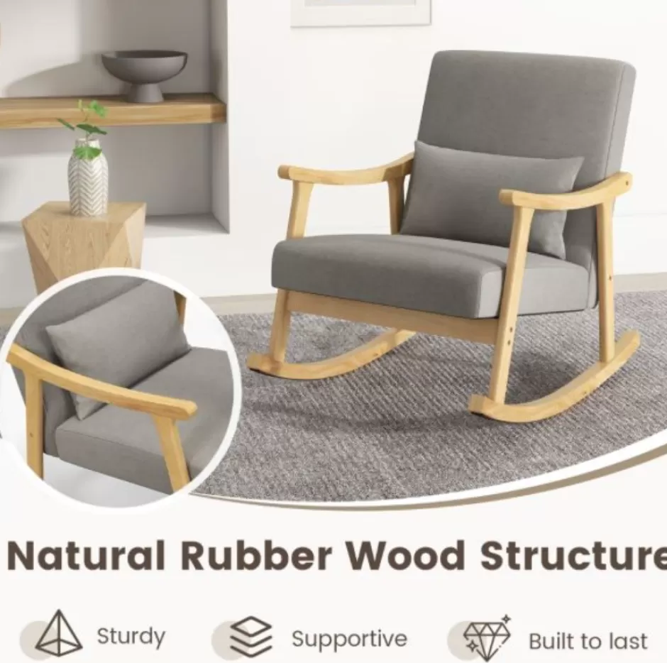 Cheap Baby Direct Nursery Rocking Accent Chair with Lumber Pillow and Padded Seat