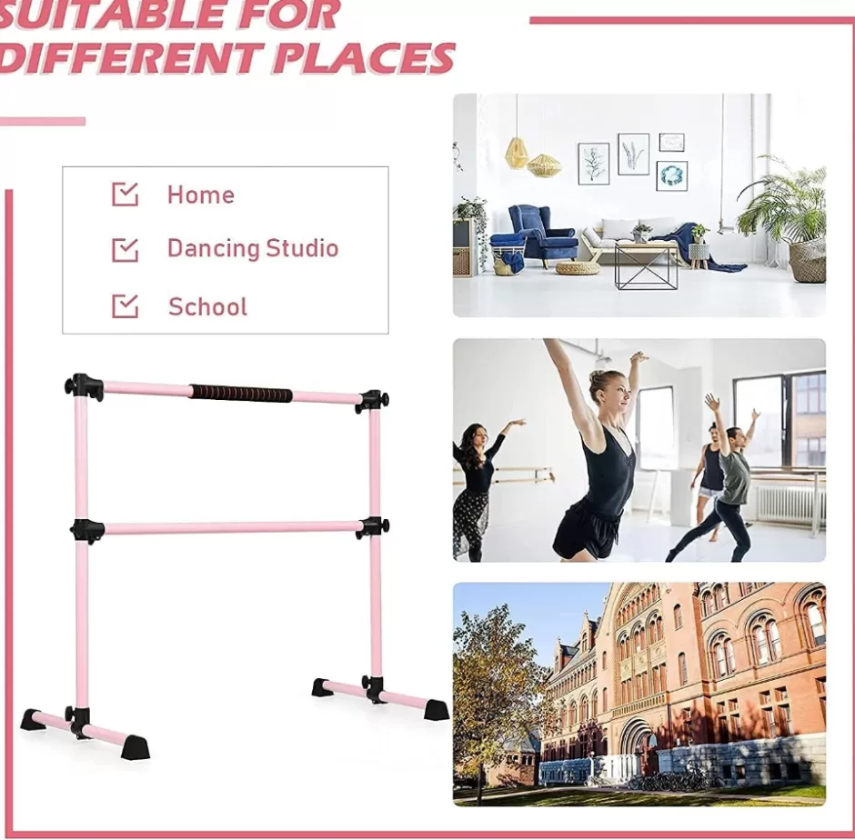 Best Baby Direct Reve Bebe Portable Ballet Barre with Freestanding Double Ballet Bar