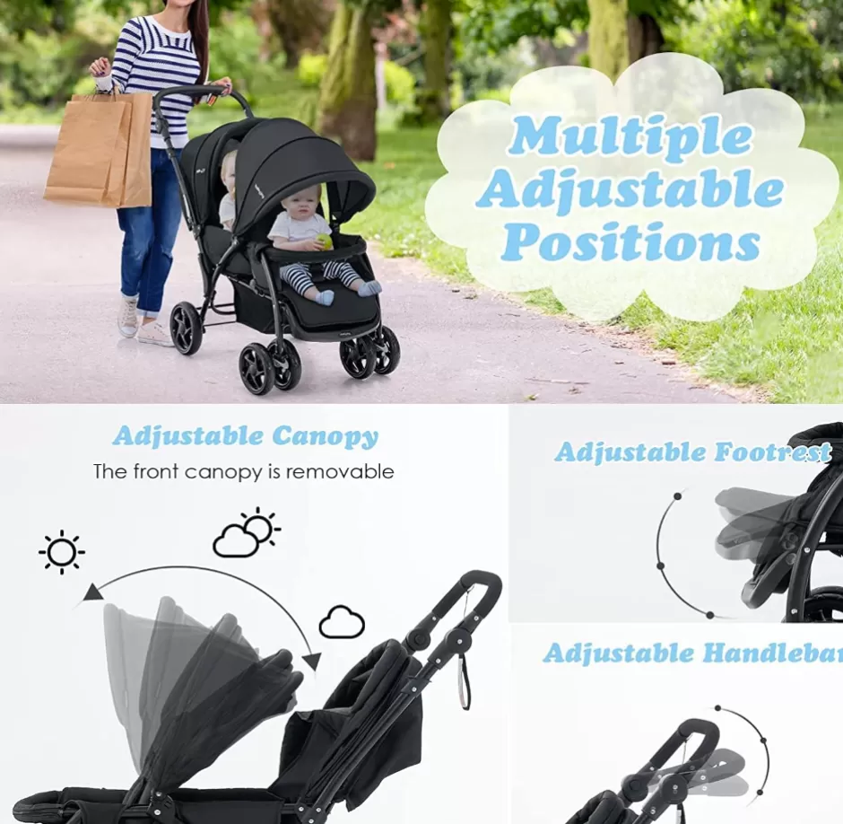Cheap Baby Direct Rever Baby  Foldable Tandem Stroller, Double Seat Baby Pram Stroller