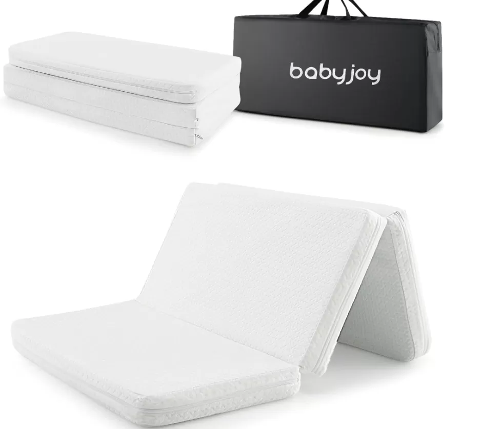 Cheap Baby Direct Rever Bebe Folding PortaCot/Travel cot Mattresses, 97 x 68 x 5cm Dual-Sided Foam Crib Mattresses w/Carrying Bag & Removable Zippered Cover