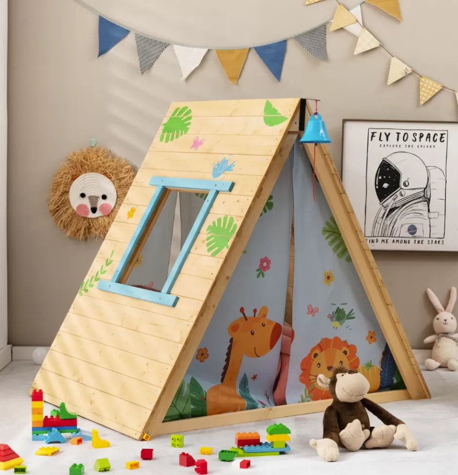 Best Sale Baby Direct Rever Bebe 2-in-1 Kids Play Tent with Wooden Climbing Triangle