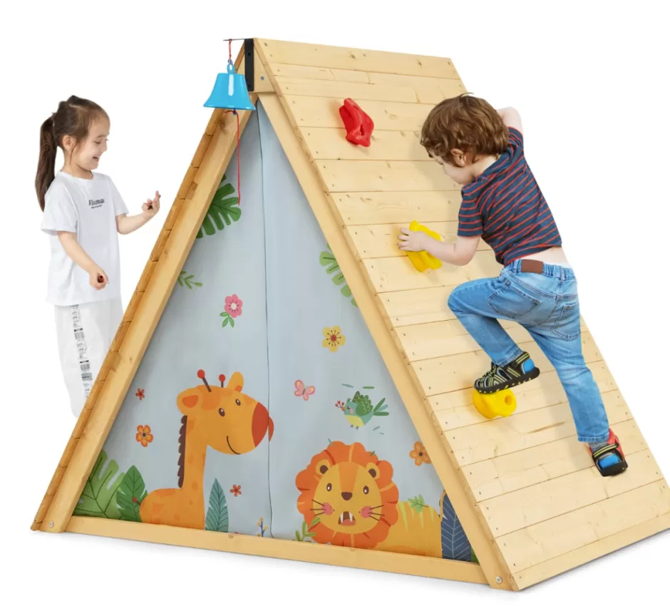 Best Sale Baby Direct Rever Bebe 2-in-1 Kids Play Tent with Wooden Climbing Triangle