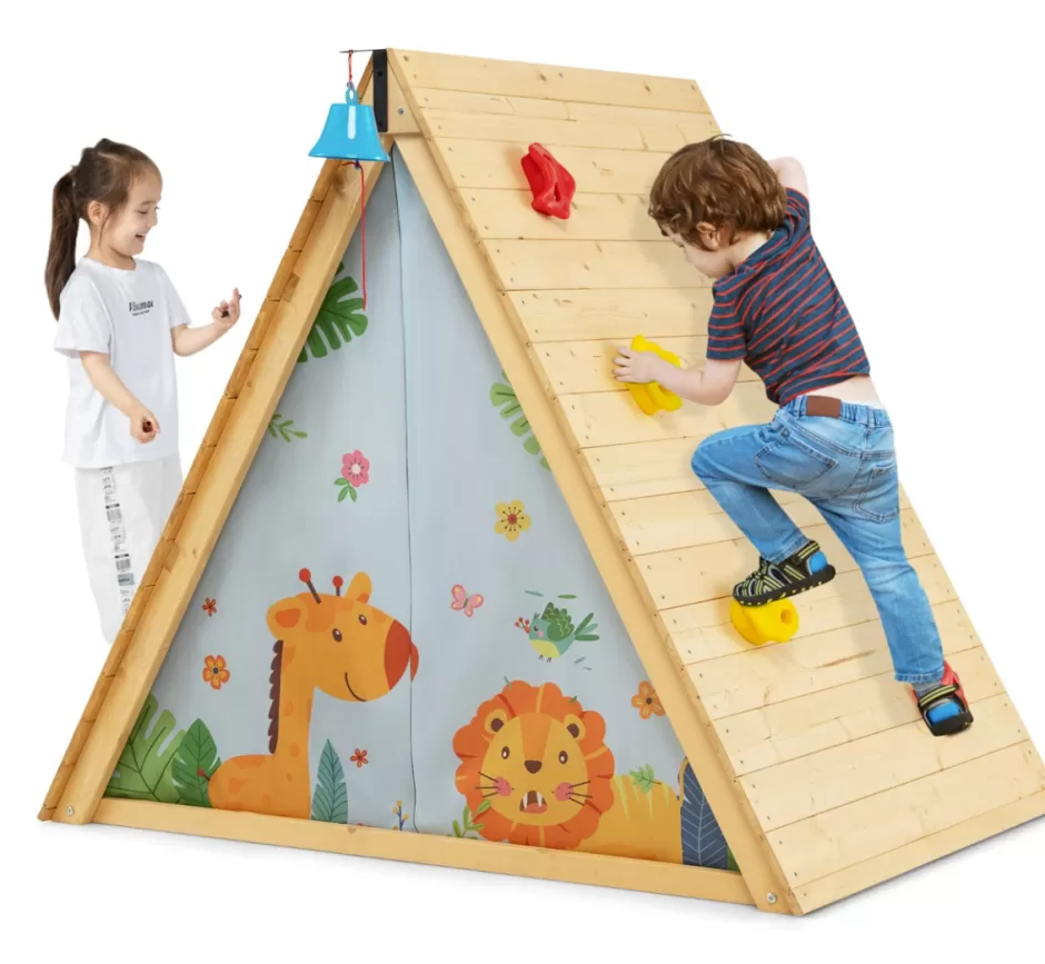 Best Sale Baby Direct Rever Bebe 2-in-1 Kids Play Tent with Wooden Climbing Triangle