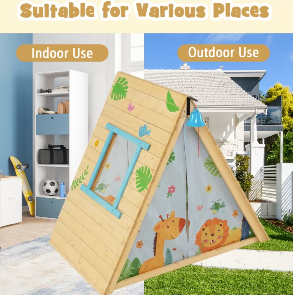 Best Sale Baby Direct Rever Bebe 2-in-1 Kids Play Tent with Wooden Climbing Triangle