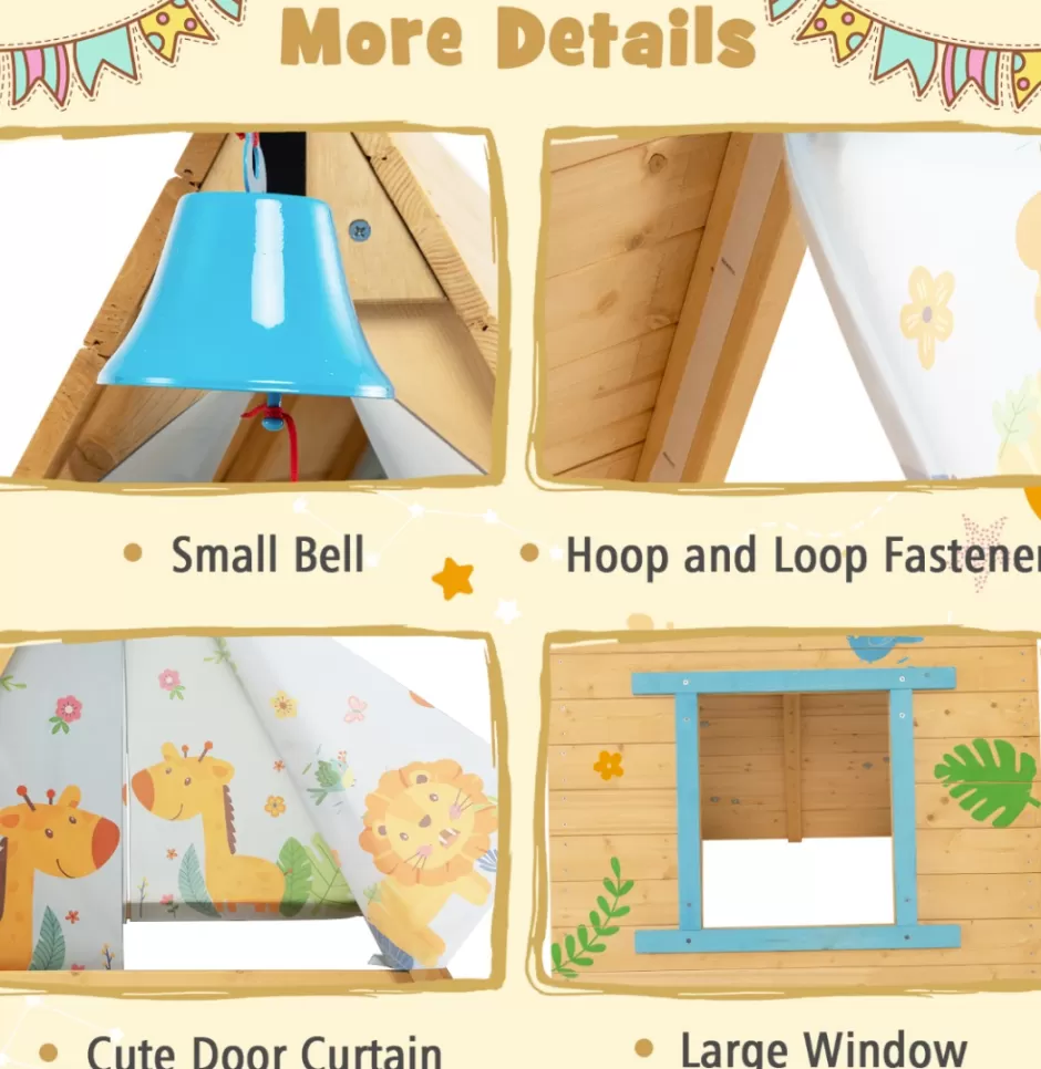 Best Sale Baby Direct Rever Bebe 2-in-1 Kids Play Tent with Wooden Climbing Triangle