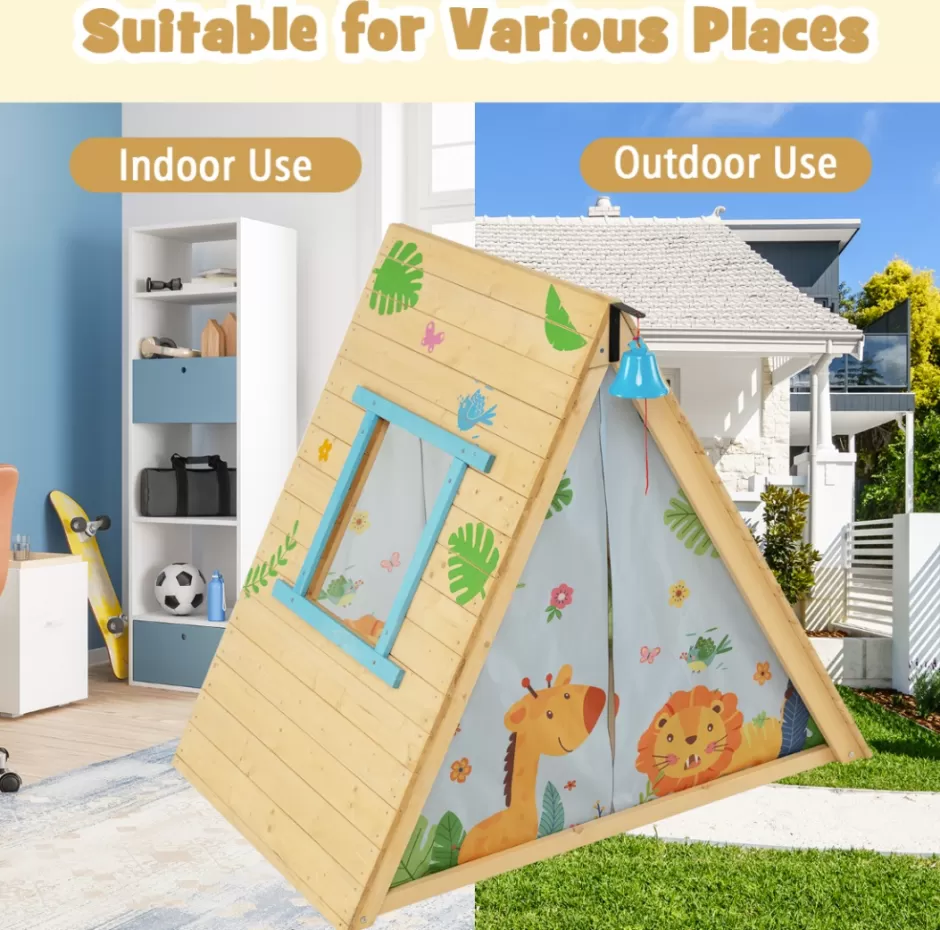 Best Sale Baby Direct Rever Bebe 2-in-1 Kids Play Tent with Wooden Climbing Triangle