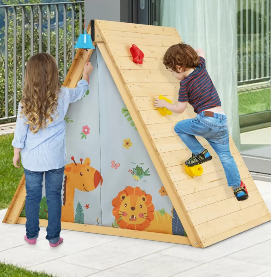 Best Sale Baby Direct Rever Bebe 2-in-1 Kids Play Tent with Wooden Climbing Triangle