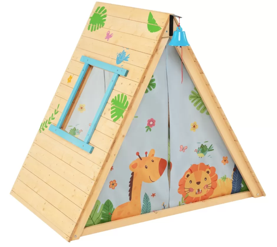 Best Sale Baby Direct Rever Bebe 2-in-1 Kids Play Tent with Wooden Climbing Triangle