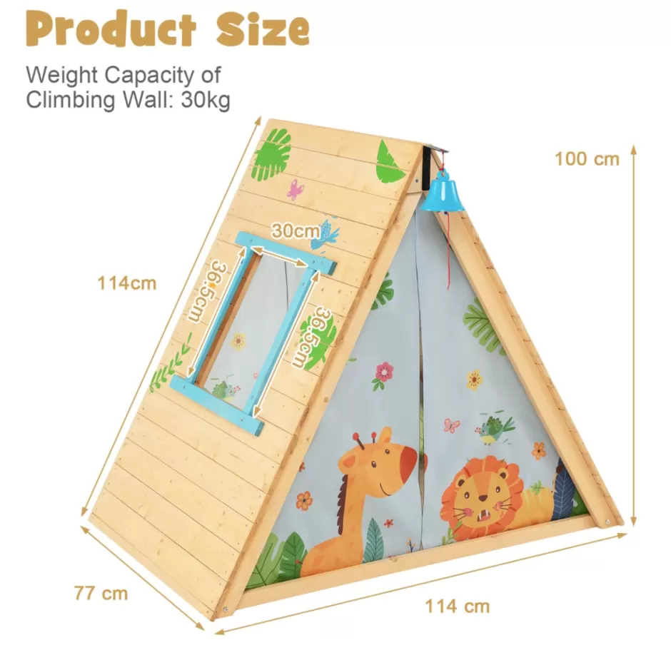 Best Sale Baby Direct Rever Bebe 2-in-1 Kids Play Tent with Wooden Climbing Triangle